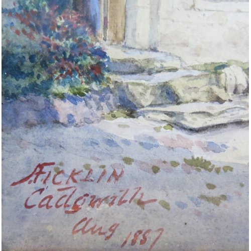 1578 - Ficklin, C19th Century signed watercolour titled 'Cadgwith Aug 1857', 45 x 25cm, F & G