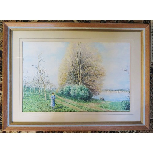 1566 - A Gibbons, Impressionist study of a French Riverside, signed and dated 84', 57 x 37cm, F & G