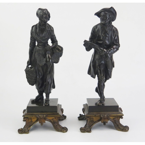 184 - A pair of 19th century French bronze figures, representing a 