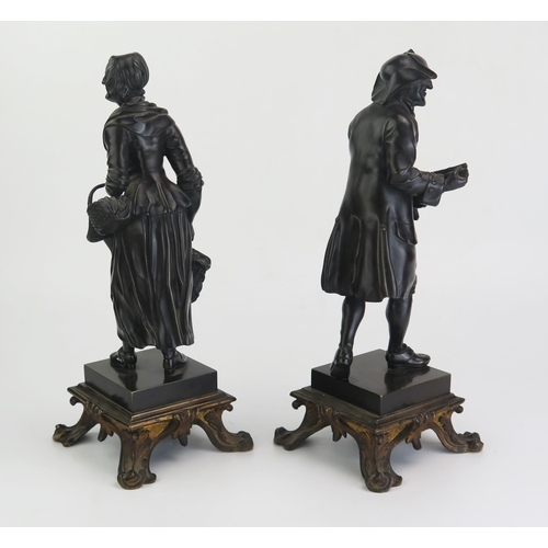 184 - A pair of 19th century French bronze figures, representing a 