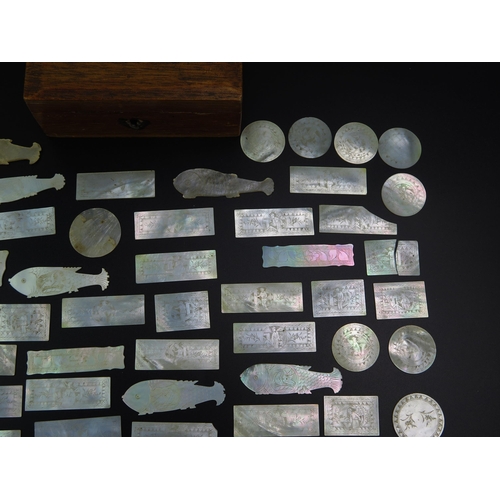 189 - A collection of part sets of Chinese mother-of-pearl gaming counters, various shapes and sizes.