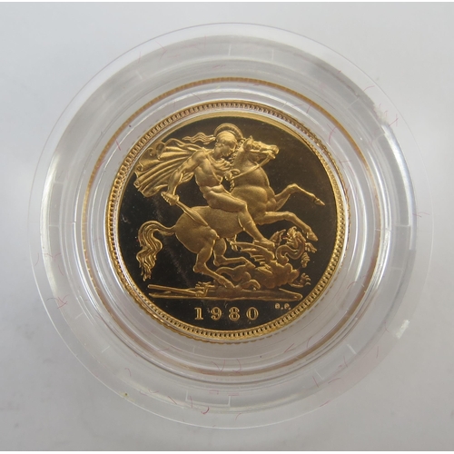 213 - A 1980 Proof Half Sovereign in original Royal Mint Packaging with certificate. 18% premium _ no VAT