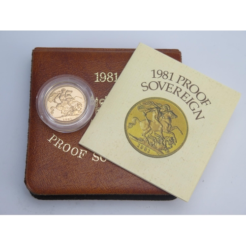 217 - * An Elizabeth II 1981 Proof Sovereign in original Royal Mint presentation case with certificate. 18... 