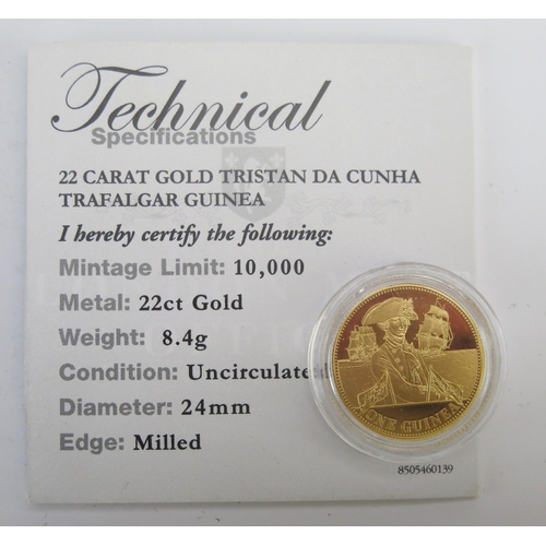 220 - * A Tristan da Cunha 2008 22ct Gold Trafalgar Guinea in the original London Mint Office presentation... 