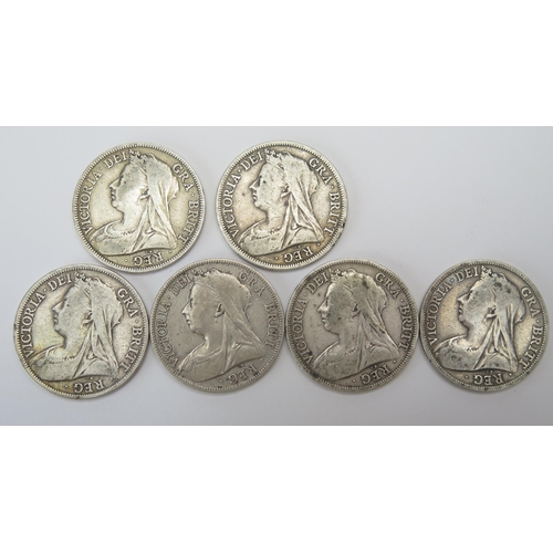 228 - Six Victorian Silver Half Crowns _ 2 x 1895, 2 x 1896, 1898 and 1900