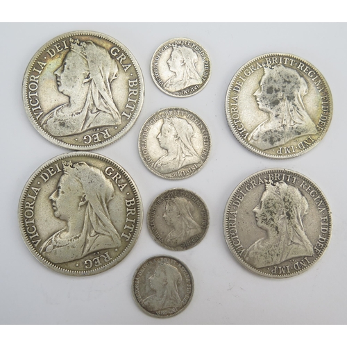 230 - A Selection of Victorian Silver Coins _ 1900 Half Crown, 1901 Half Crown, 1891 Florin, 1901 Florin, ... 