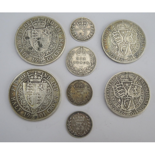 230 - A Selection of Victorian Silver Coins _ 1900 Half Crown, 1901 Half Crown, 1891 Florin, 1901 Florin, ... 