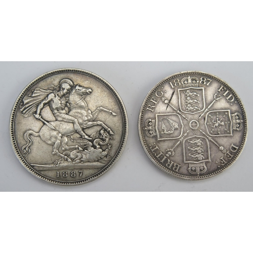 231 - A Victorian Silver Crown and Double Florin _ both 1887