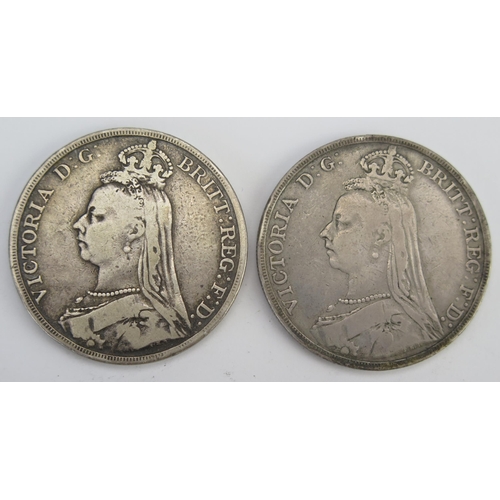 233 - Two Victorian Silver Crowns 1889