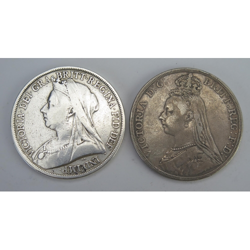 235 - Two Victorian  Silver Crowns _ 1892 & 1893