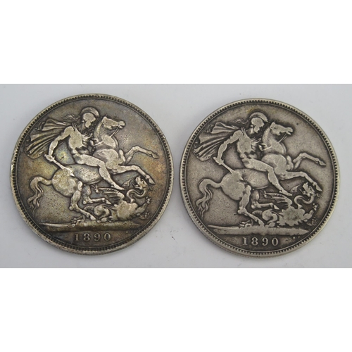 237 - Two Victorian Silver Crowns 1890