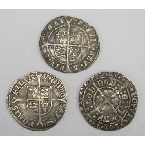 244 - Three Early Hammered Silver Coins including a Queen Mary Groat (24.7mm)