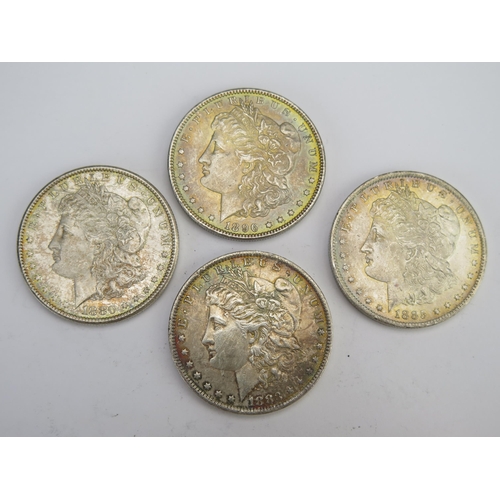 246 - Four USA Silver Morgan Dollars _ 1880 'S', 1883 'O', 1885 'O' and 1896