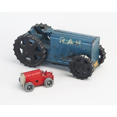 253 - Tri-ang Minic Tinplate Clockwork Tractor Pair including No. 2 