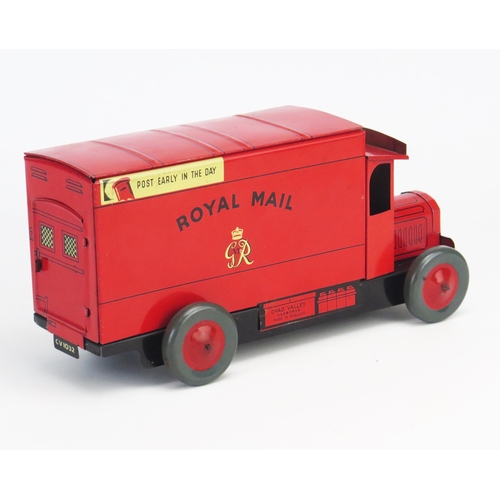 260 - Rare Chad Valley Clockwork Tinplate Royal Mail Van CV 1032 in red 