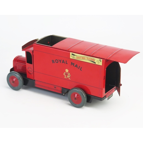 260 - Rare Chad Valley Clockwork Tinplate Royal Mail Van CV 1032 in red 