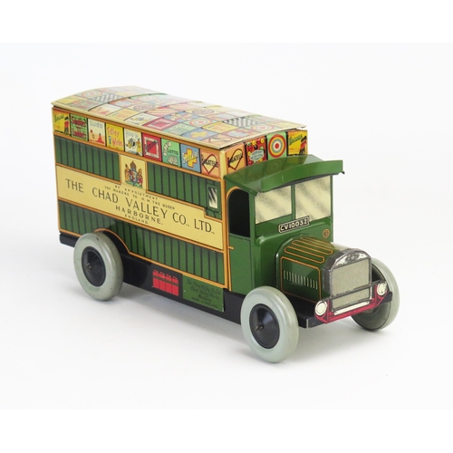 261 - Rare Chad Valley Clockwork Tinplate Dennis Games Delivery Van CV 10032 in green 