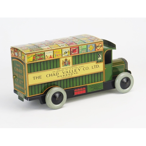 261 - Rare Chad Valley Clockwork Tinplate Dennis Games Delivery Van CV 10032 in green 