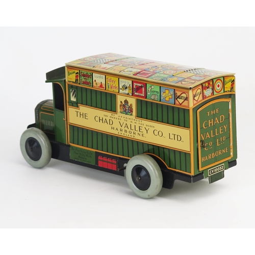 261 - Rare Chad Valley Clockwork Tinplate Dennis Games Delivery Van CV 10032 in green 