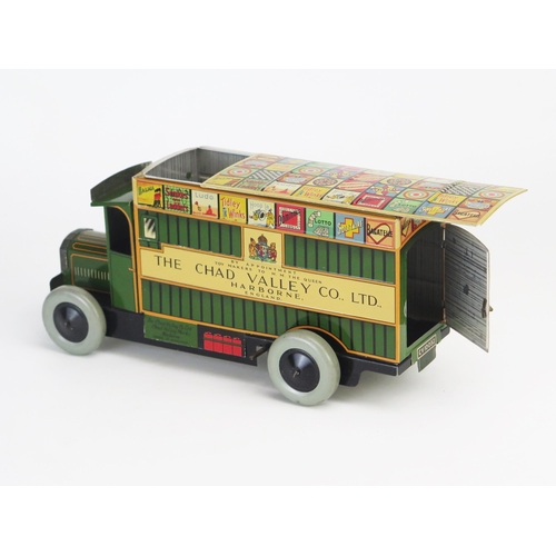 261 - Rare Chad Valley Clockwork Tinplate Dennis Games Delivery Van CV 10032 in green 