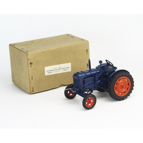 262 - Chad Valley Clockwork Die-cast Clockwork 9235 Fordson Major Tractor in dark blue with orange hubs an... 