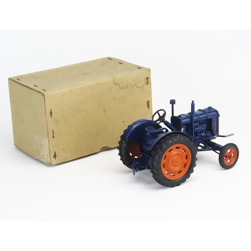 262 - Chad Valley Clockwork Die-cast Clockwork 9235 Fordson Major Tractor in dark blue with orange hubs an... 