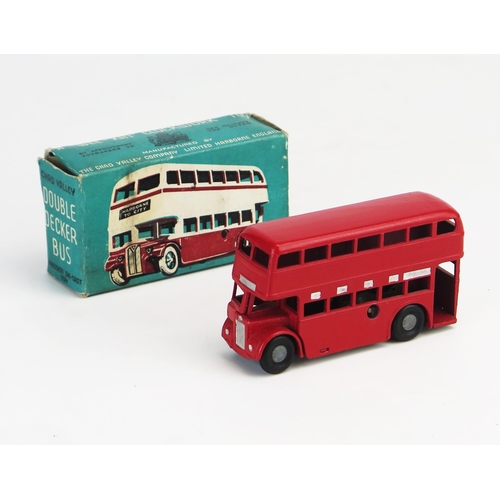 263 - Chad Valley Wee-Kin Clockwork Double Decker Bus in red with silver detailing - near mint (working) i... 