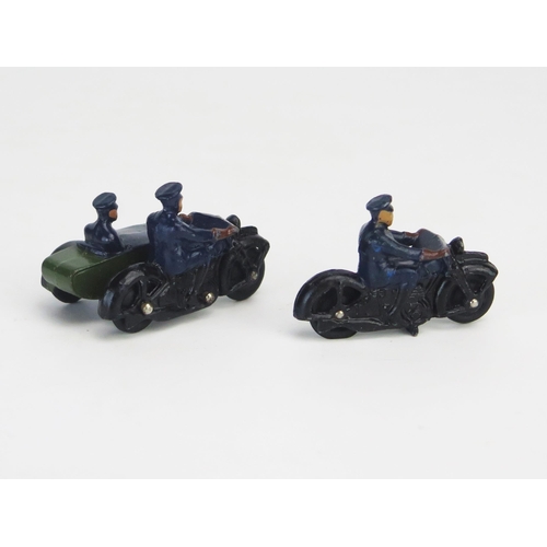 277 - Dinky Police Patrol Motorcycle pair including 37b in black with dark blue rider and 42b black bike, ... 