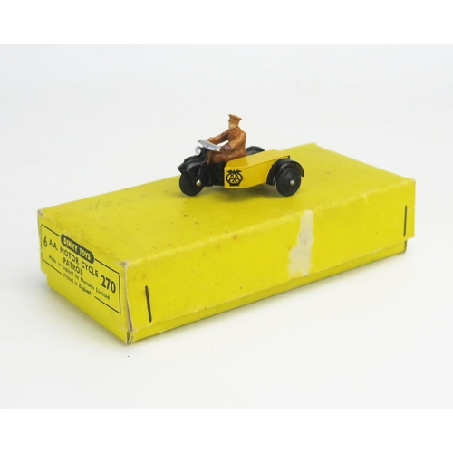 279 - Dinky 270 (44b) AA Motorcycle Patrol Trade Box for 6, with 1 model, black bike and yellow sidecar wi... 