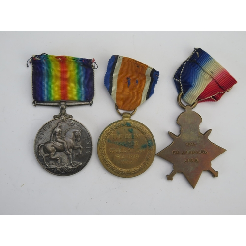 314 - A World War I trio to 1835. Pte. J. R. Beasley. Linc. R. includes 1914-15 Star, War and Victory Meda... 