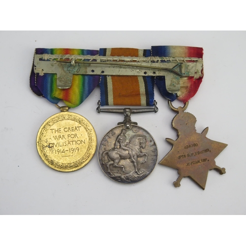 315 - A World War I trio to 436380. Pte. G. P. Edmond. 49/Can. Inf. includes 1914-15 Star, War and Victory... 