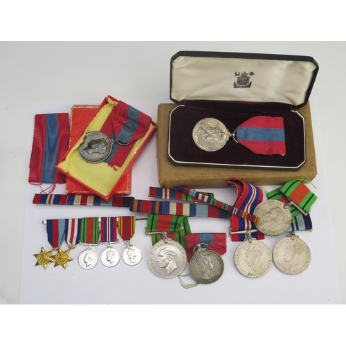 321 - A collection of assorted medals including three Imperial service Medals, two Defence Medals, 1939-19... 