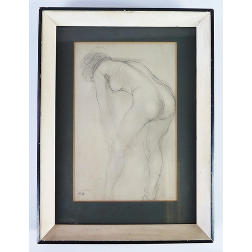 336 - * Auguste Rodin (1840 - 1917) French sculptor, a nude study print published by the Ganymed Press, bl... 