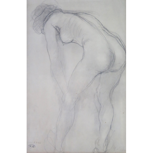 336 - * Auguste Rodin (1840 - 1917) French sculptor, a nude study print published by the Ganymed Press, bl... 