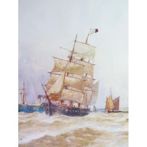 344 - T B Hardy ( 1842 - 1897) British Naval painter, 'Off the mouth of the Harbour', watercolour, signed ... 