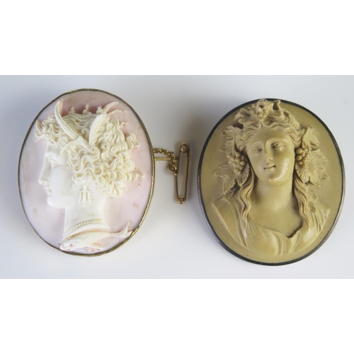 47 - A Selection of 19th Century Jewellery including a lava cameo brooch decorated with the bust of a lad... 