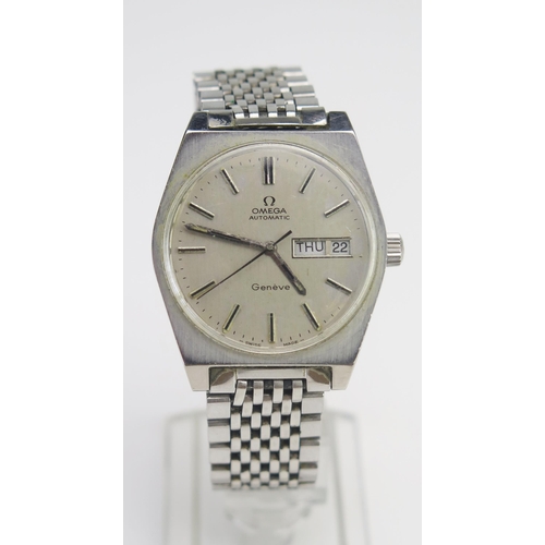 69 - An OMEGA Gent's Steel Cased Automatic Wristwatch, Ref: 166.0120 on a flat beads of rice bracelet, 34... 