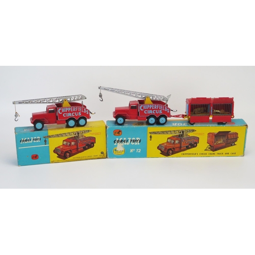 1009 - Corgi Chipperfields Circus Pair including No. 12 Gift Set International 6x6 Crane and Cage Trailer w... 