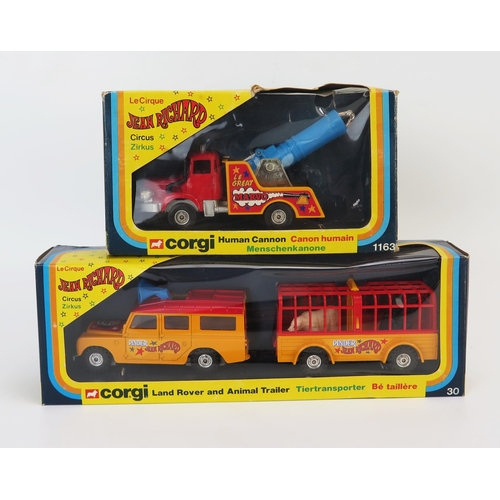 1011 - Corgi 30 Pinder Jean Richard Circus Pair including 30 Land Rover and Animal Trailer and 1163 Berliet... 