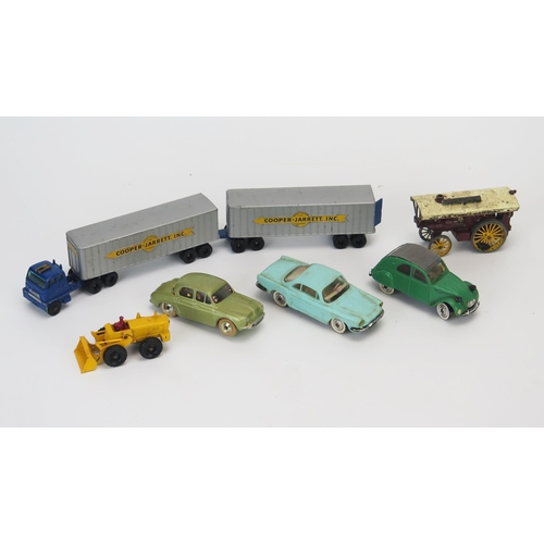 1025 - Selection of Vintage Playworn Toy Cars including CIJ Renault Dauphine, Norev and Matchbox