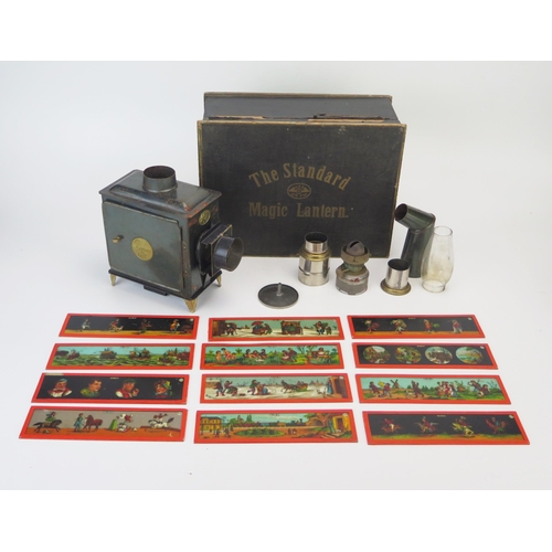 1040 - An Ernst Plank The Standard Magic Lantern with 10 slides in original box