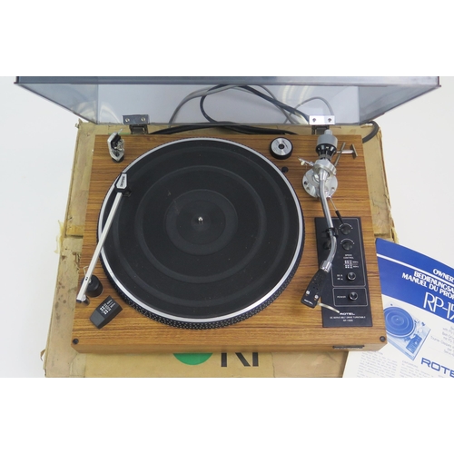 1066 - Rotel RP-1500 DC Servo Belt Drive Turntable on teak base with original box and manual