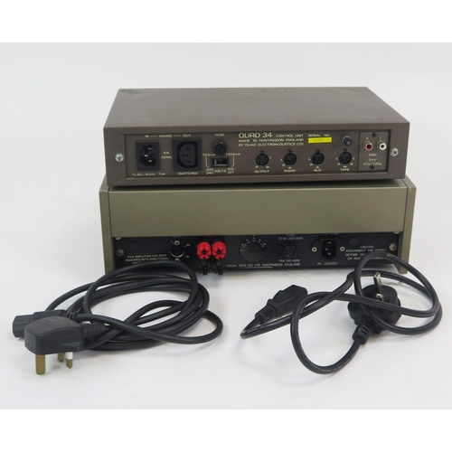 1073 - Quad 34 Pre-Amplifiers Control Unit and Quad 405 Power Amplifier with power leads