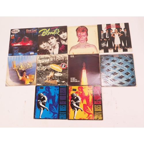 1079 - Collection of LP Records including Bowie, Guns N' Roses, The Who, Rush, Supertramp, Blondie, David B... 