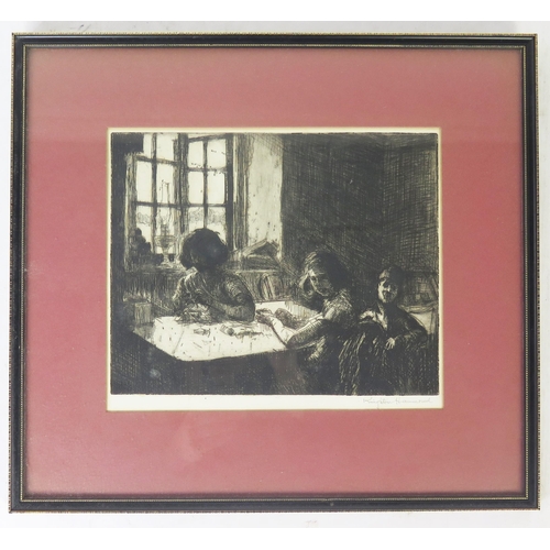 1088 - Arthur Henry Knighton Hammond, R.I., R.S.W. (British 1875-1970), children crafting, pencil signed en... 