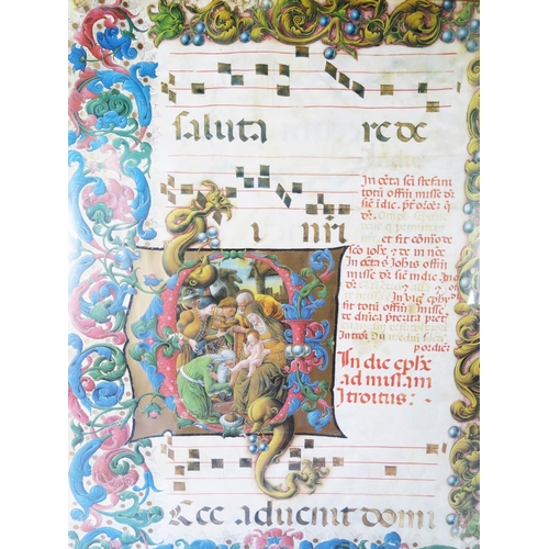 1090 - A Print of an Illuminated Religious Book, 96x67cm, framed & glazed