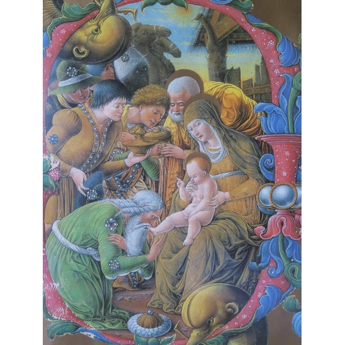 1090 - A Print of an Illuminated Religious Book, 96x67cm, framed & glazed