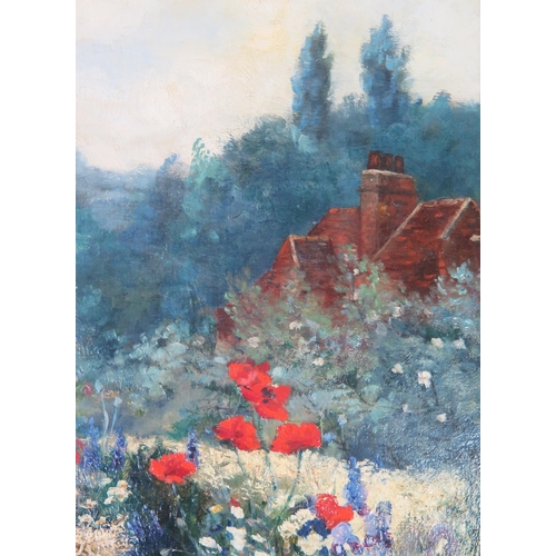 1093 - Ethel Murray fl, (Exhib RA, RBA etc. 1883 - 1906), 'A Garden Border', oil on canvas, 44.5 x 34.5cm, ... 