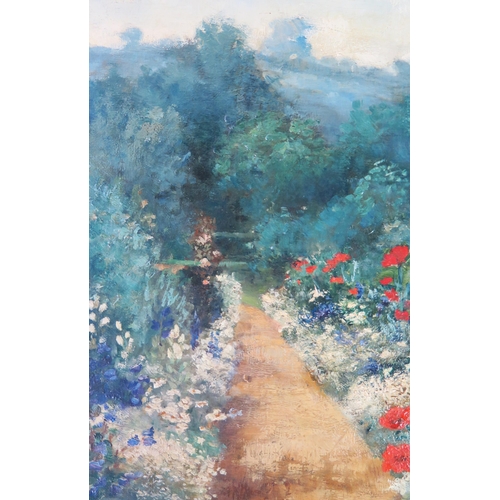 1093 - Ethel Murray fl, (Exhib RA, RBA etc. 1883 - 1906), 'A Garden Border', oil on canvas, 44.5 x 34.5cm, ... 