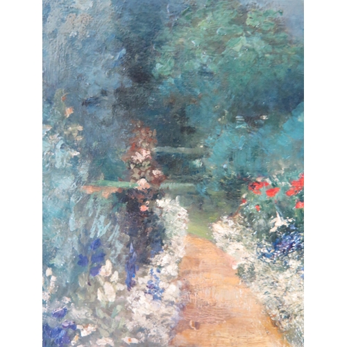 1093 - Ethel Murray fl, (Exhib RA, RBA etc. 1883 - 1906), 'A Garden Border', oil on canvas, 44.5 x 34.5cm, ... 